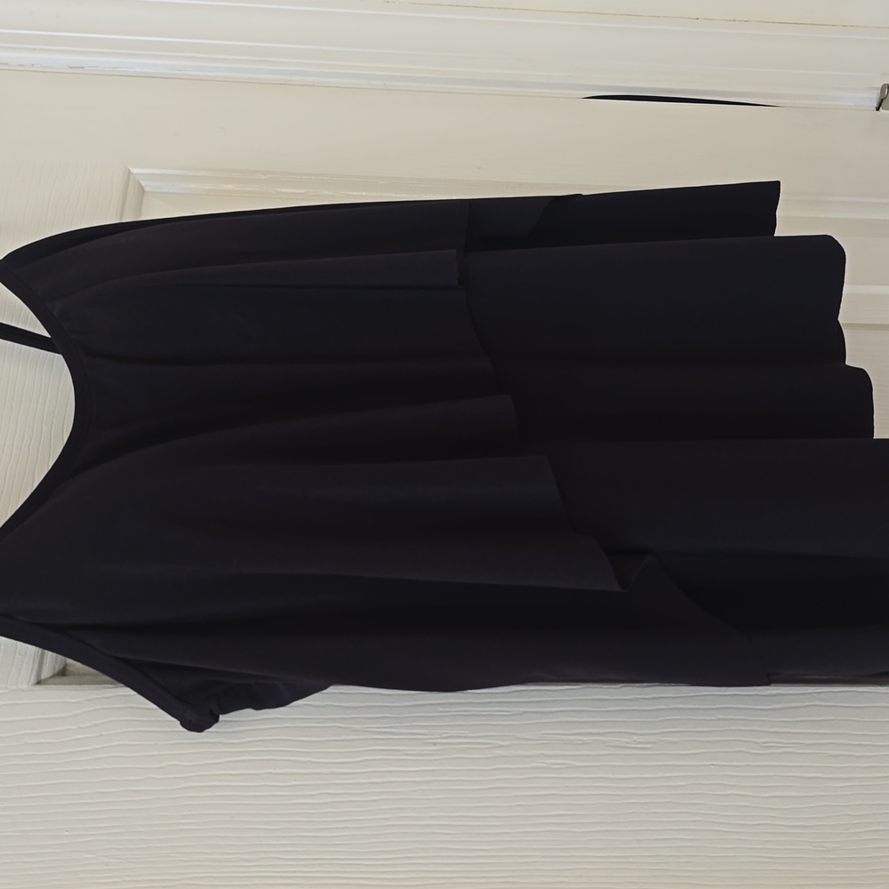 SONNET SHORES WOMEN' PLUS BLACK LAYERED BATHING TANKINI TOP W/ BUILT-IN BRA 24W - Picture 4 of 16